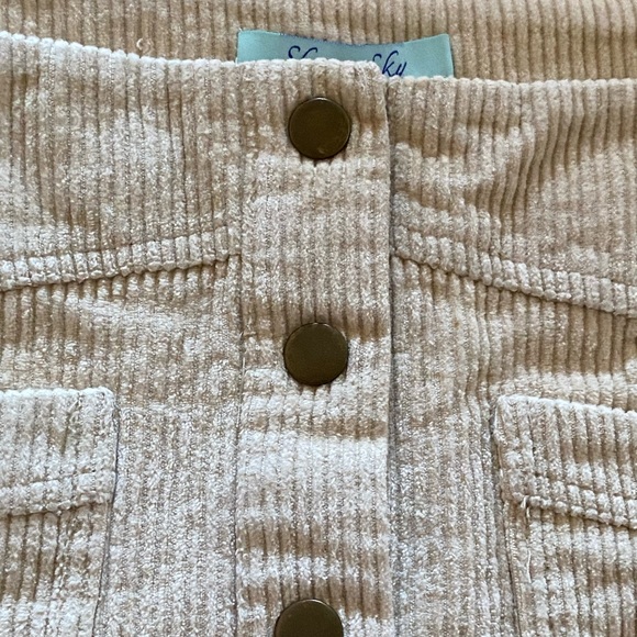 She+Sky Cute Cream Tan Snap Close Soft Corduroy Ribbed Mini Skirt w Pock… - Picture 5 of 7